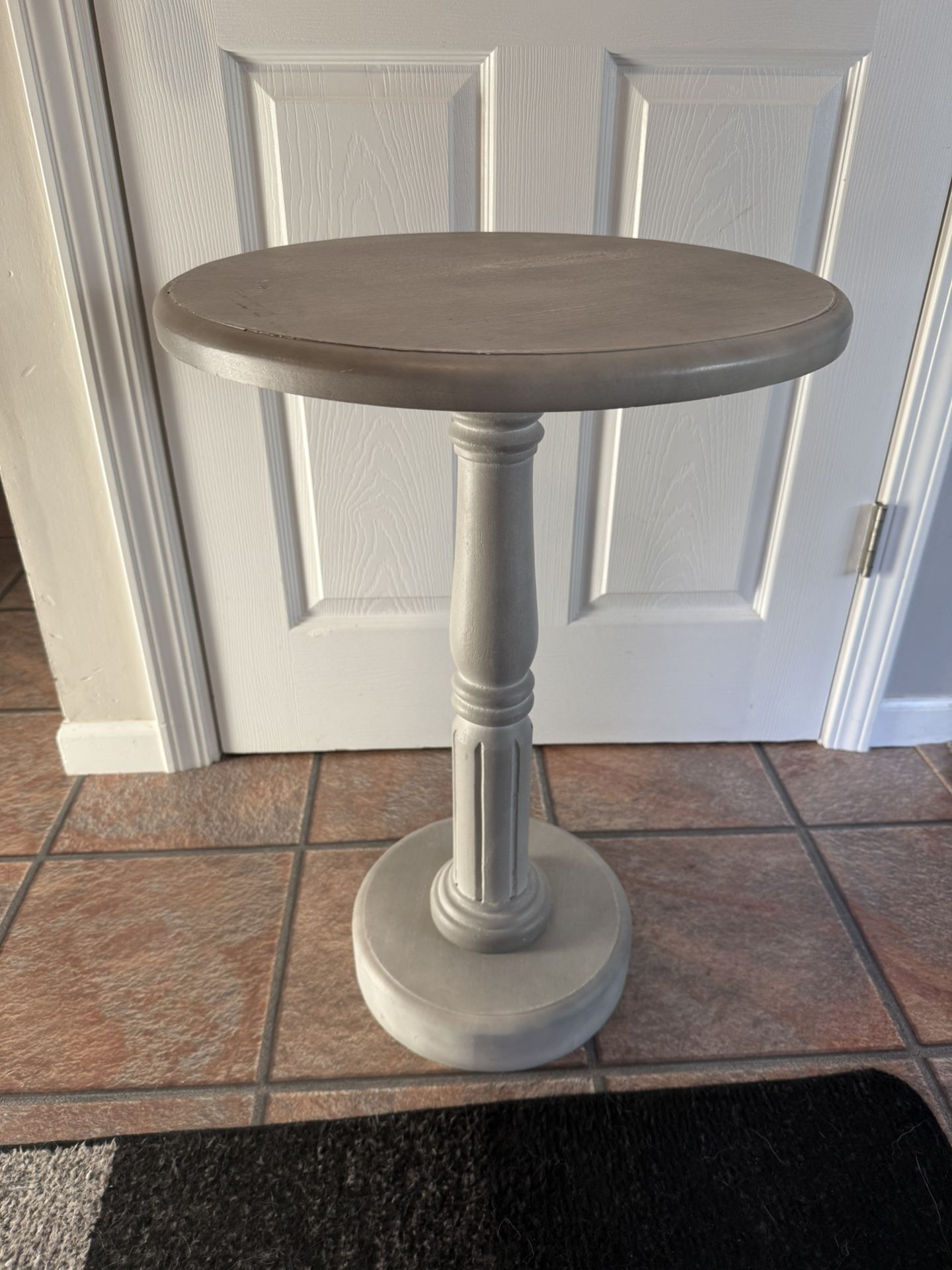 Gray Wooden Accent Table 18” across x 26” h