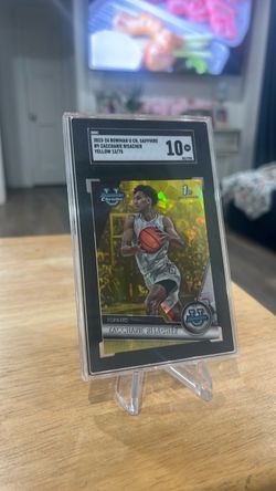Zaccharie Risacher 2023-24 Bowman U Chrome Sapphire Yellow SP 13/75 SGC 10