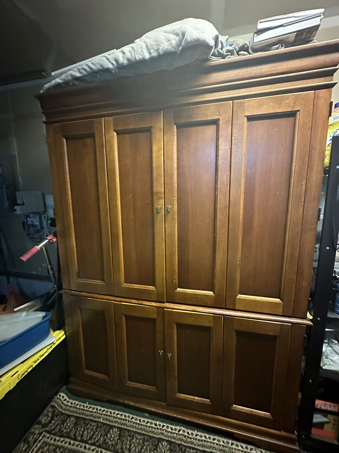 2 piece vintage Hooker Furniture Computer Cabinet