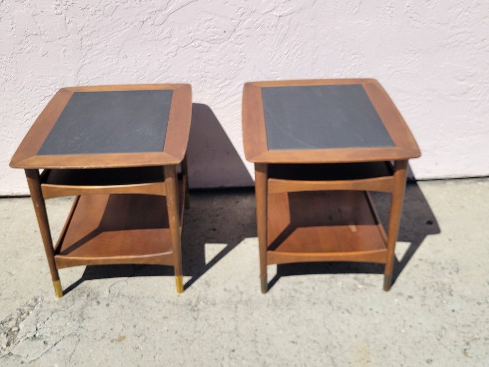 Vintage Tell City Chair Company Slate Top End Tables