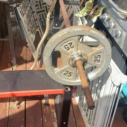 Wieght Bench And Wieghts, Curl Bar