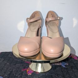 Beige Closed Toed Heels