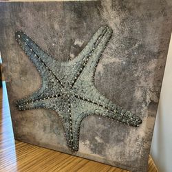 Starfish Canvas wall decor - beach coastal home decor - measurements in photos