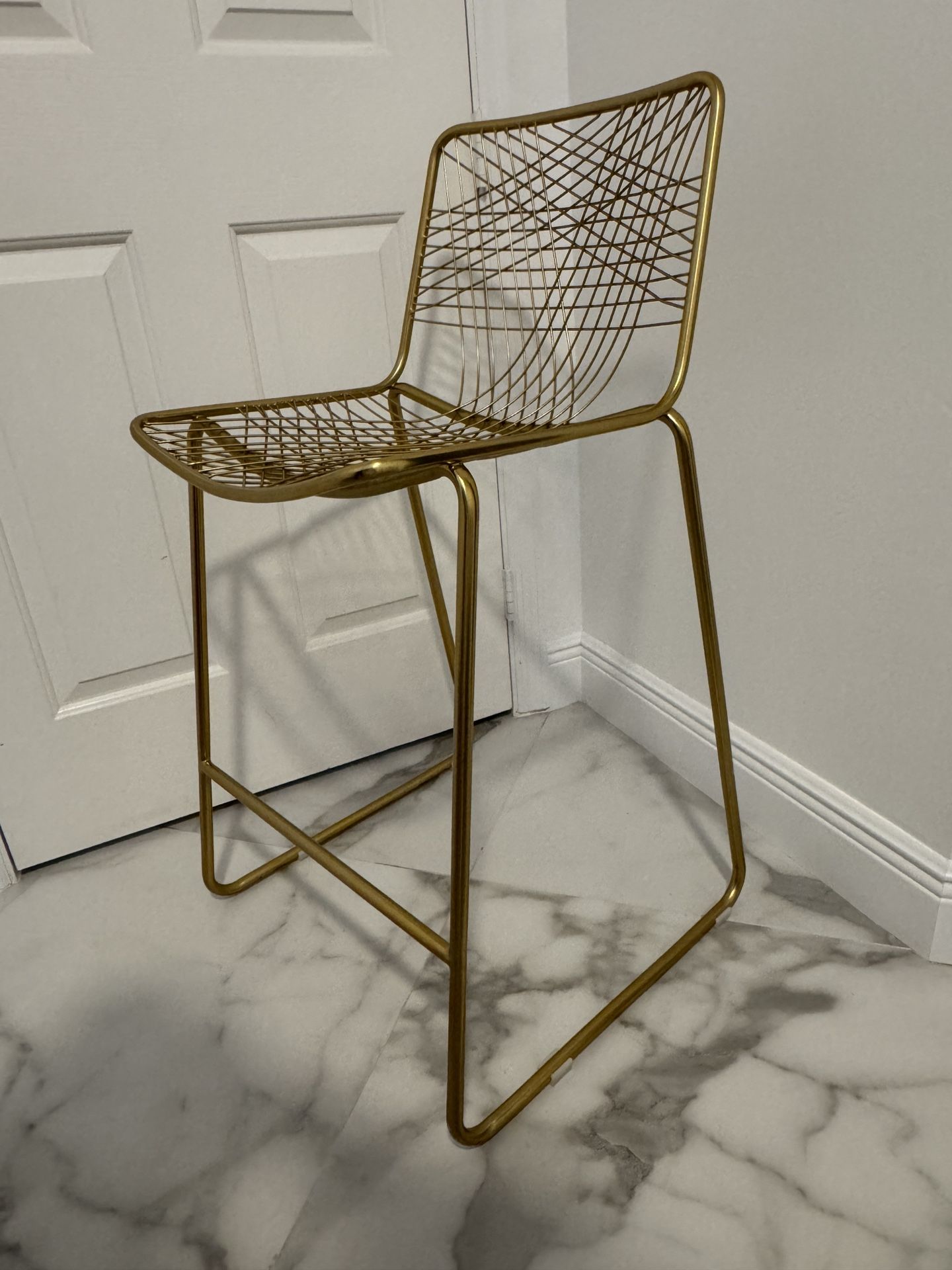 CB2 Alfa Counter Stool Set Of 3 Brass
