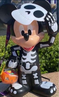 Disney Parks Mickey Mouse Skeleton Popcorn Bucket Exclusive. Glows In The Dark and Pumpkin in hand lights up $50