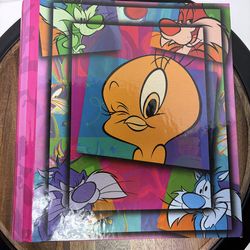 Vintage 1999 Looney Tunes Tweety Brd three ring binder