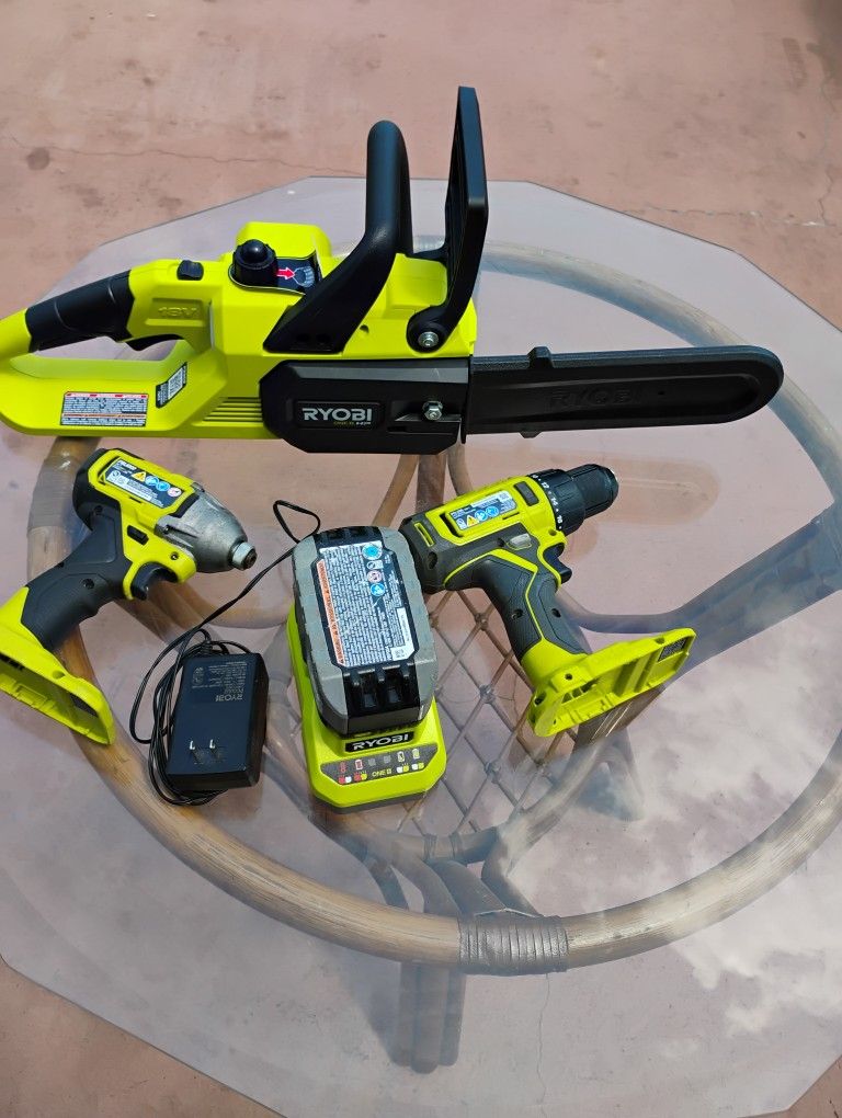 Ryobi Drill Pack Set With Additional 10 Inch Chainsaw