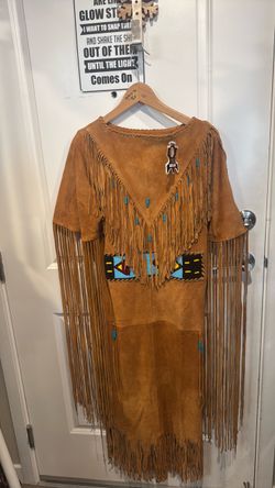SUEDE BEADED FRINGE INDIAN DRESS   INDIAN