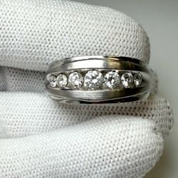 Men’s 14K White Gold Diamond Channel-Set Band / Ring (Size 12.5)