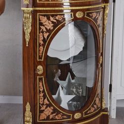 Corner cabinet baroque corner showcase solid wood display case marble plate stan  2 pieces  Each $1200