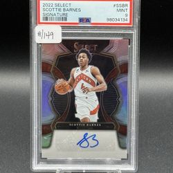 2022 Select Signatures Silver Prizm #S-SBR Scottie Barnes Auto #/149 PSA Mint 9