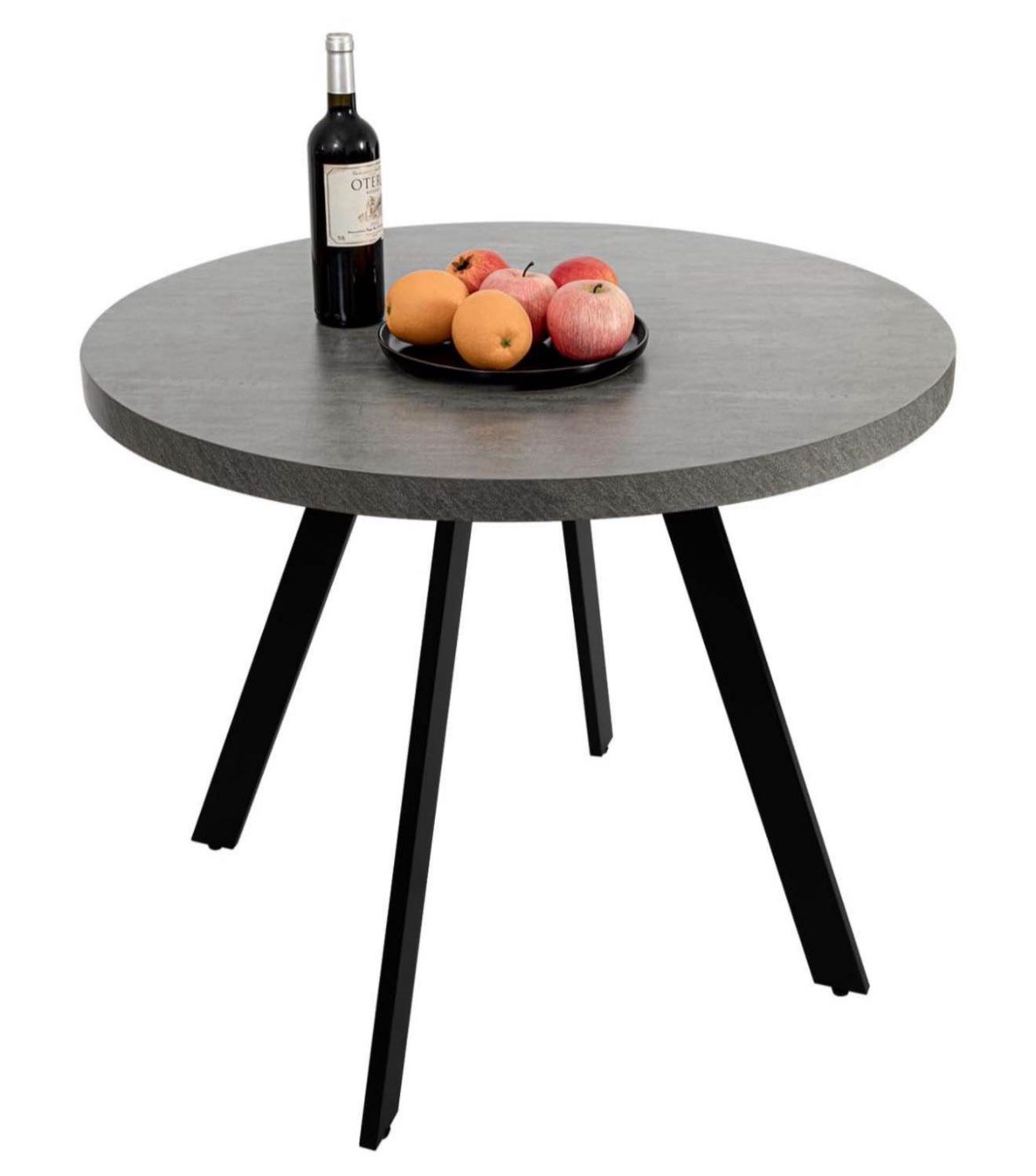  35.5" Round Dining Table Mid-Century Modern Table with Solid Metal Legs Leisure Table for Home, Conference, Office & Restaurant,