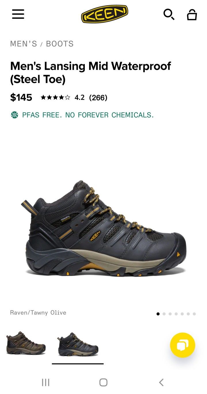 Keen Steel Toe Boots (Hiking Style) Size 9.5 U.S. mens
