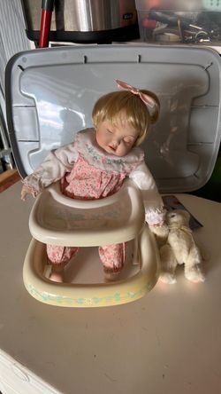 Porcelain Baby Doll with walking Chair