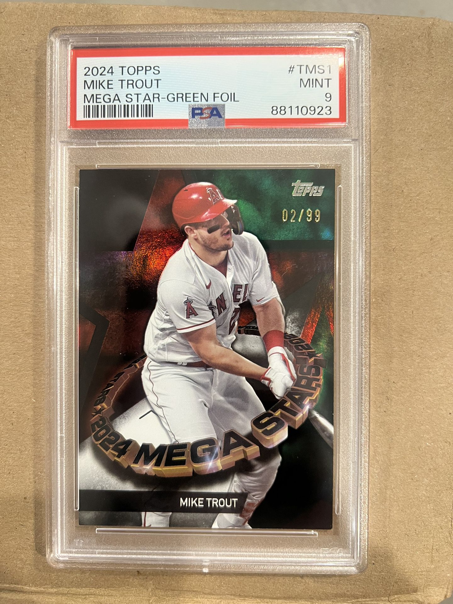 2024 Topps Mega Star Mike Trout Green Foil TMS1  02/99