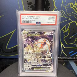 2023 POKEMON SWORD & SHIELD CROWN ZENITH #GG46 FULL ART/DEOXYS VSTAR PSA 10