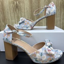 Floral Peep Toe Wedge Heels