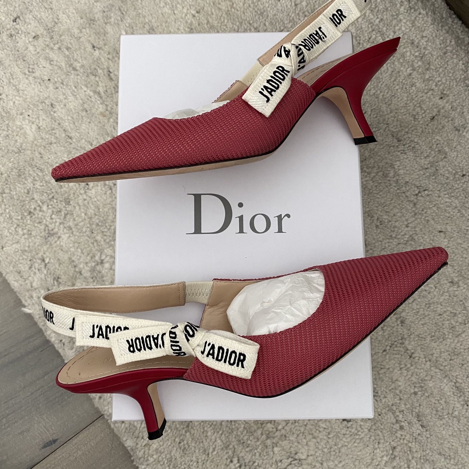 DIOR 🌸 J’Adior Pink Tech Fabric Slingback Heels