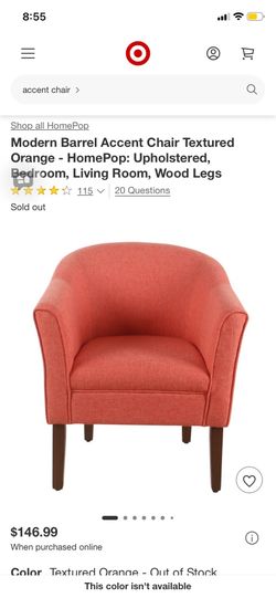 Modern Barrel Accent Chair Textured Orange