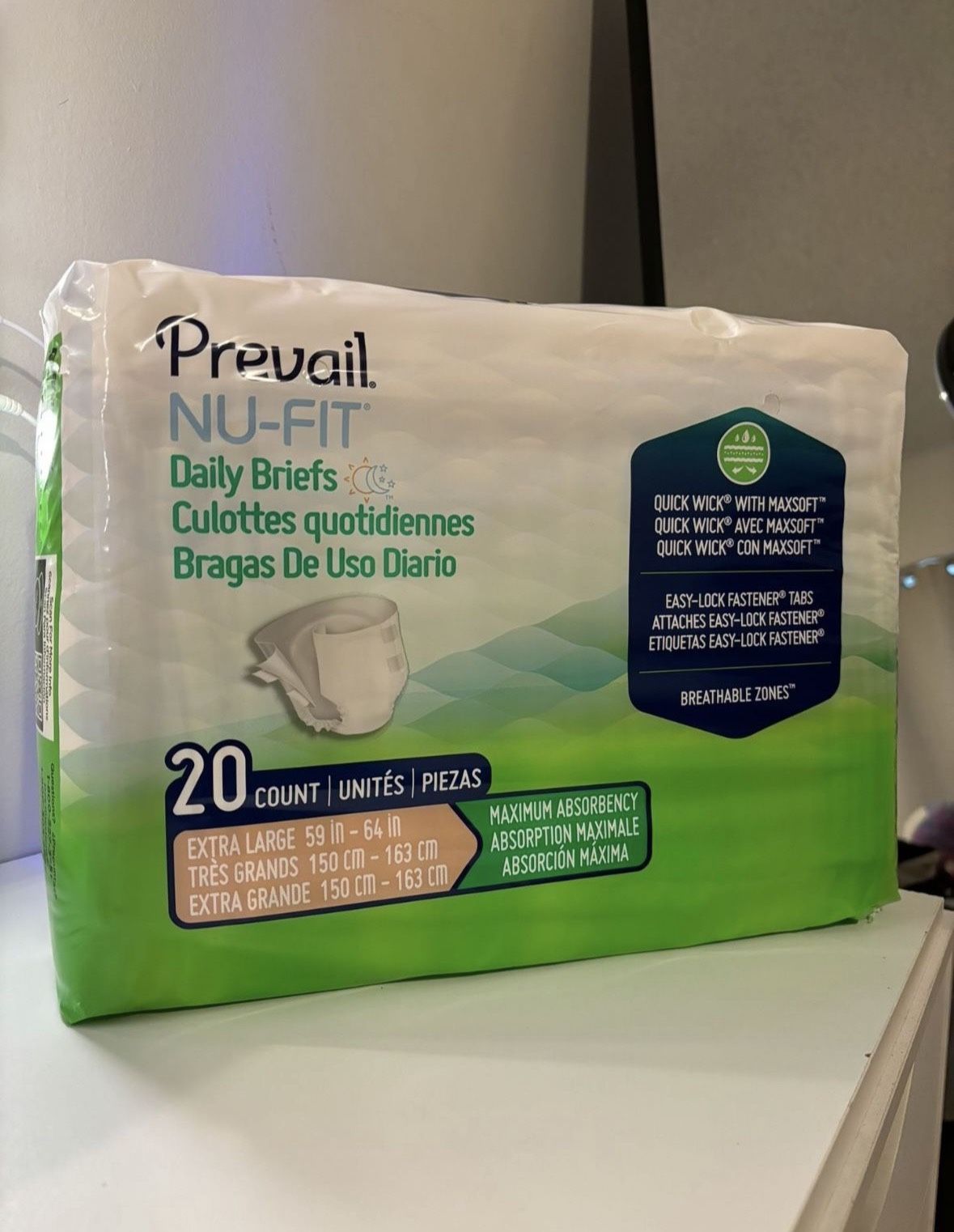 Prevail Nu-Fit Daily Briefs Size XL 20 Count