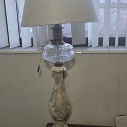 Vintage Floral Glass Table Lamp