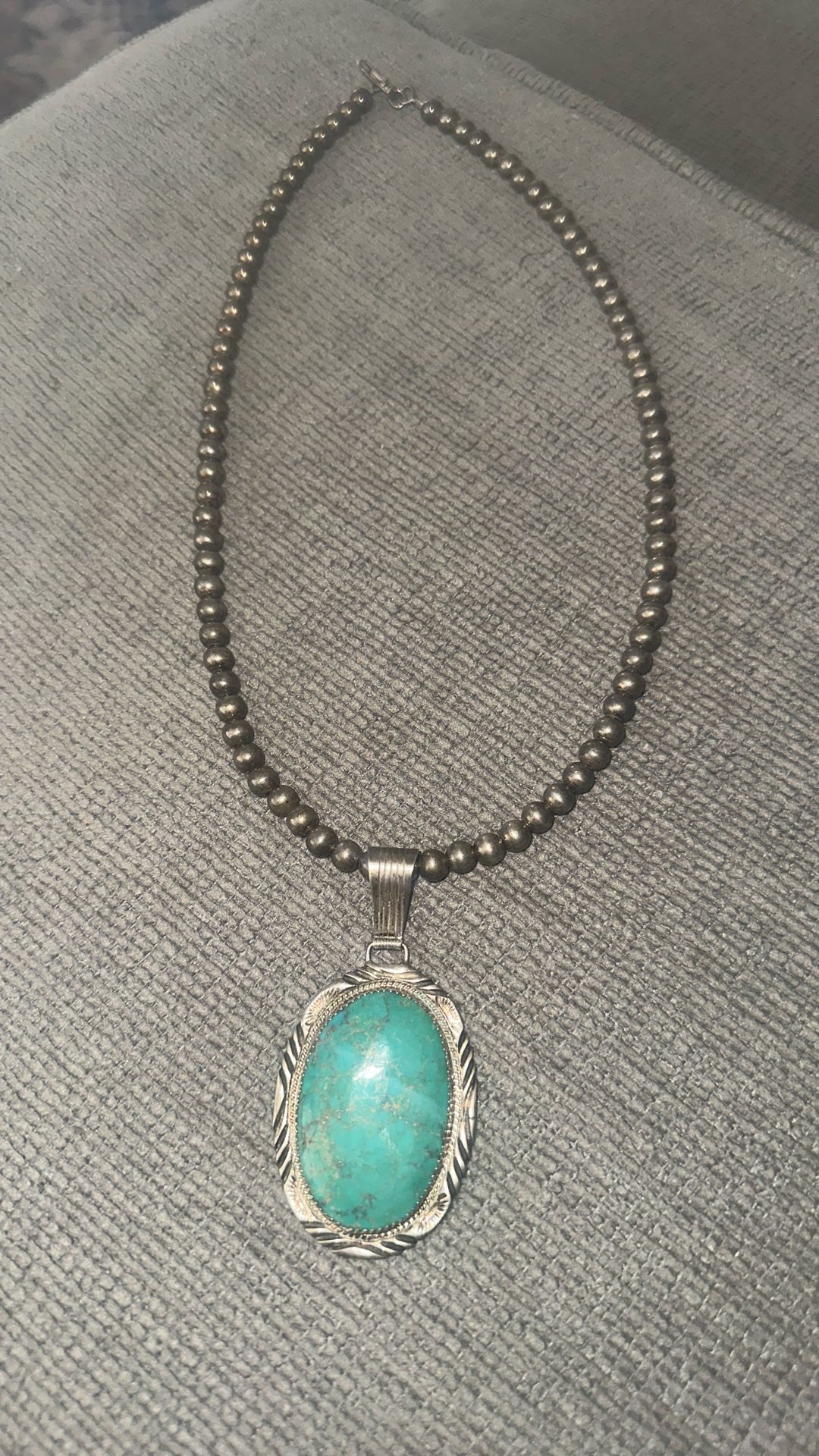 Turquoise Navajo pendant Sterling Necklace