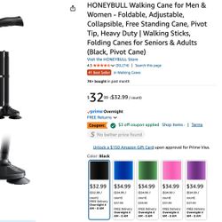 Walking Stick For Men And Women, Foldable, Adjustable, Collapsible, Freestanding Cane NEW In Unopened Box!