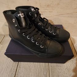 Prada Vitello Plume Mens Shoe Leather High Top With Box