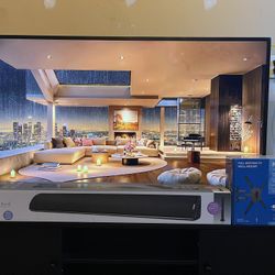 Ultimate 7 Piece Bundle Deal  Includes: Two TVs (55” & 39”), 1 soundbar, 1 Speaker, 1 Full Motion Mount, 1 Streaming Device, Universal Stand Legs