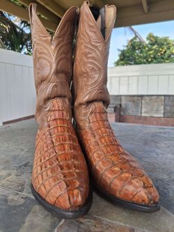 Botas Y Cinto de Piel de Cocodrilo Caiman Cola Horma Puntal Color Cognac