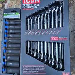 Icon Ratch Wrench 10 Piece & 1/2 Socket Ser