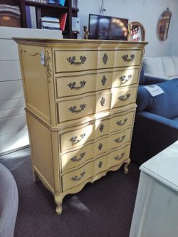 6 Drawers Chest Yellow Solid Wood  38"W x 24"D x 54"H 