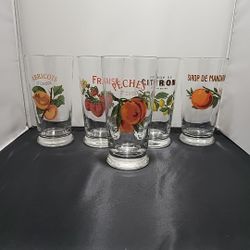 WILLIAM-SONOMA Vintage Harvest Market Glassware MCM - 5 Glasses (JQ)