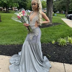 SILVER PROM DRESS