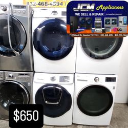 SAMSUNG SET STEAM WASHER AND GAS DRYER 