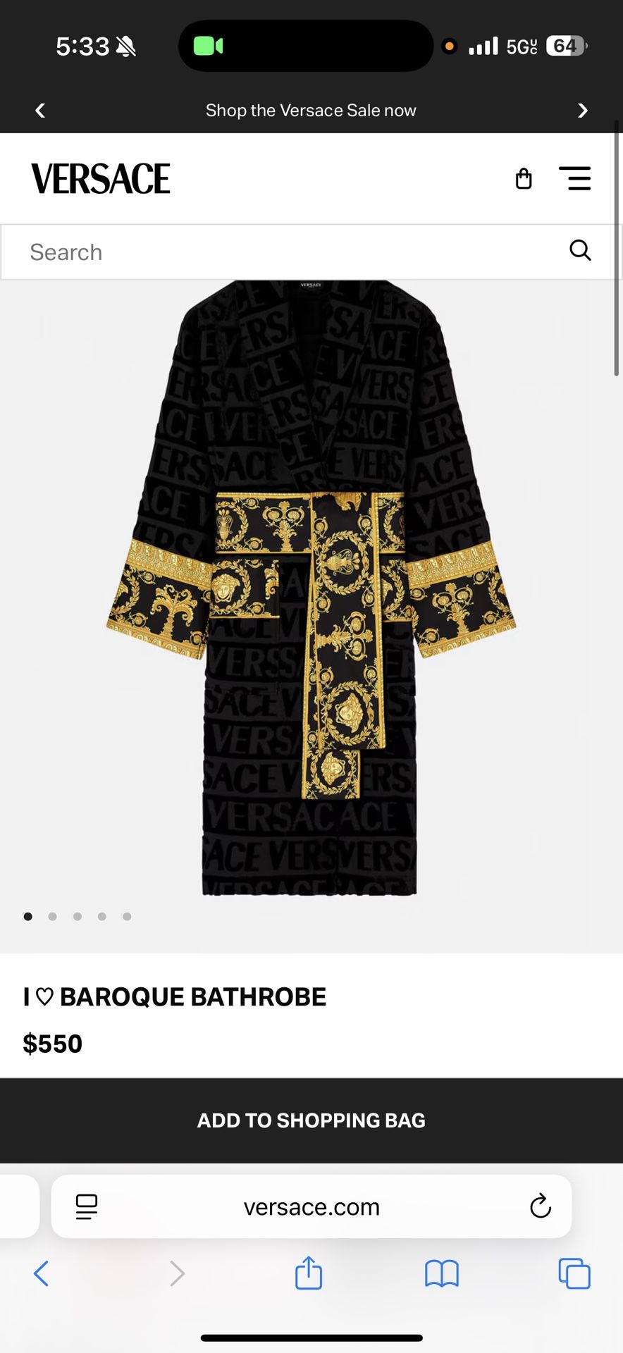 Authentic Versace Robe NWT