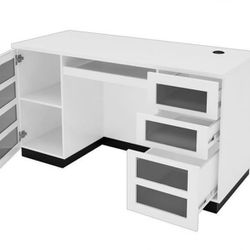 White Z-Line Morvan Desk & Office Chair