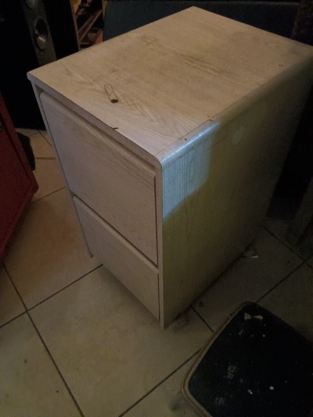 Rolling 2 Wooden Drawer File Cabinet