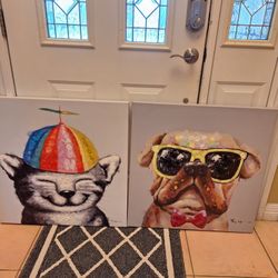 Big Cat And Dog Canvas Frames