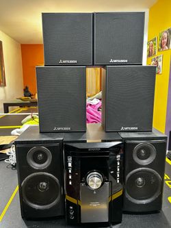 Two systems 9 speakers Retro stereo equipment