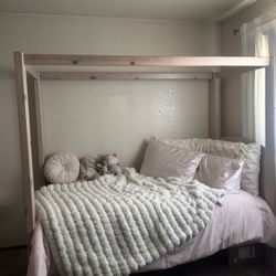 Twin Bed Frame + Mattress - Good Condition 