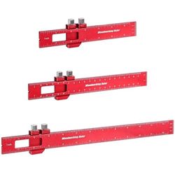 3PCS Woodworking Ruler Set, Precision Pocket Ruler with Adjustable Slide Stop, Aluminum Alloy Measuring Tool for Marking & Scribing, Metal T-Track Squ