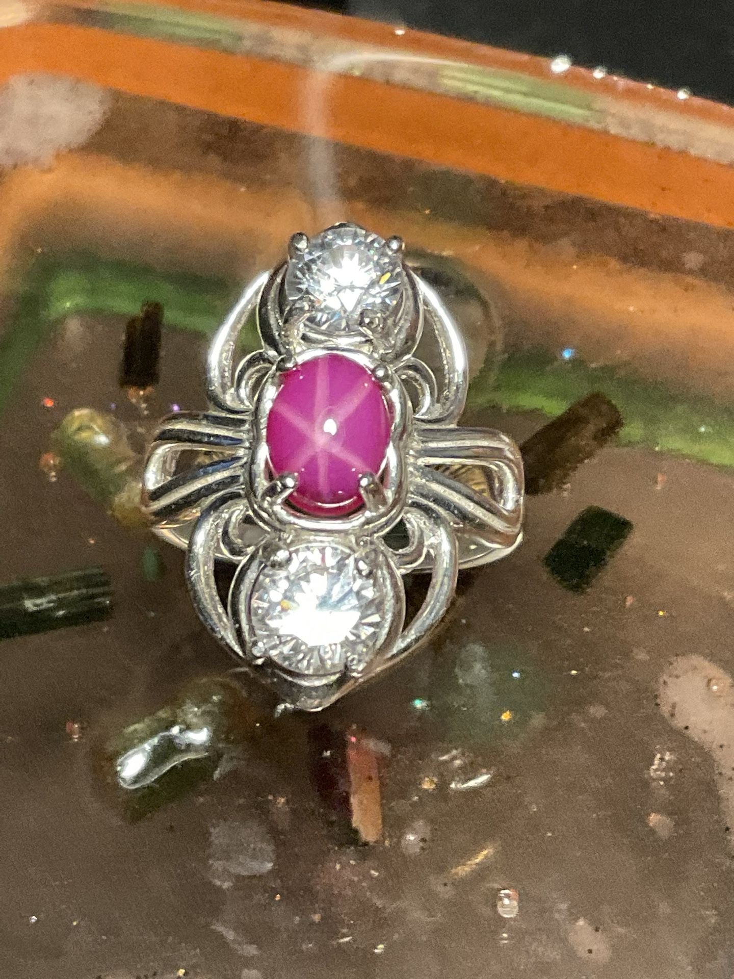 Star Ruby And Topaz Ring