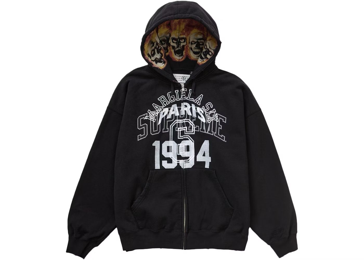 Supreme Mason Margiela Flaming Skull Zip Up Hoodie