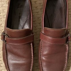 Massimo Dutti Mens Brown Leather Moccasins EU 42 US 9.5