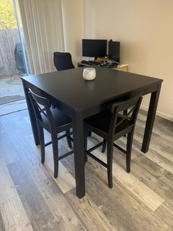 Black Bar Height Dining Table with 4 Chairs