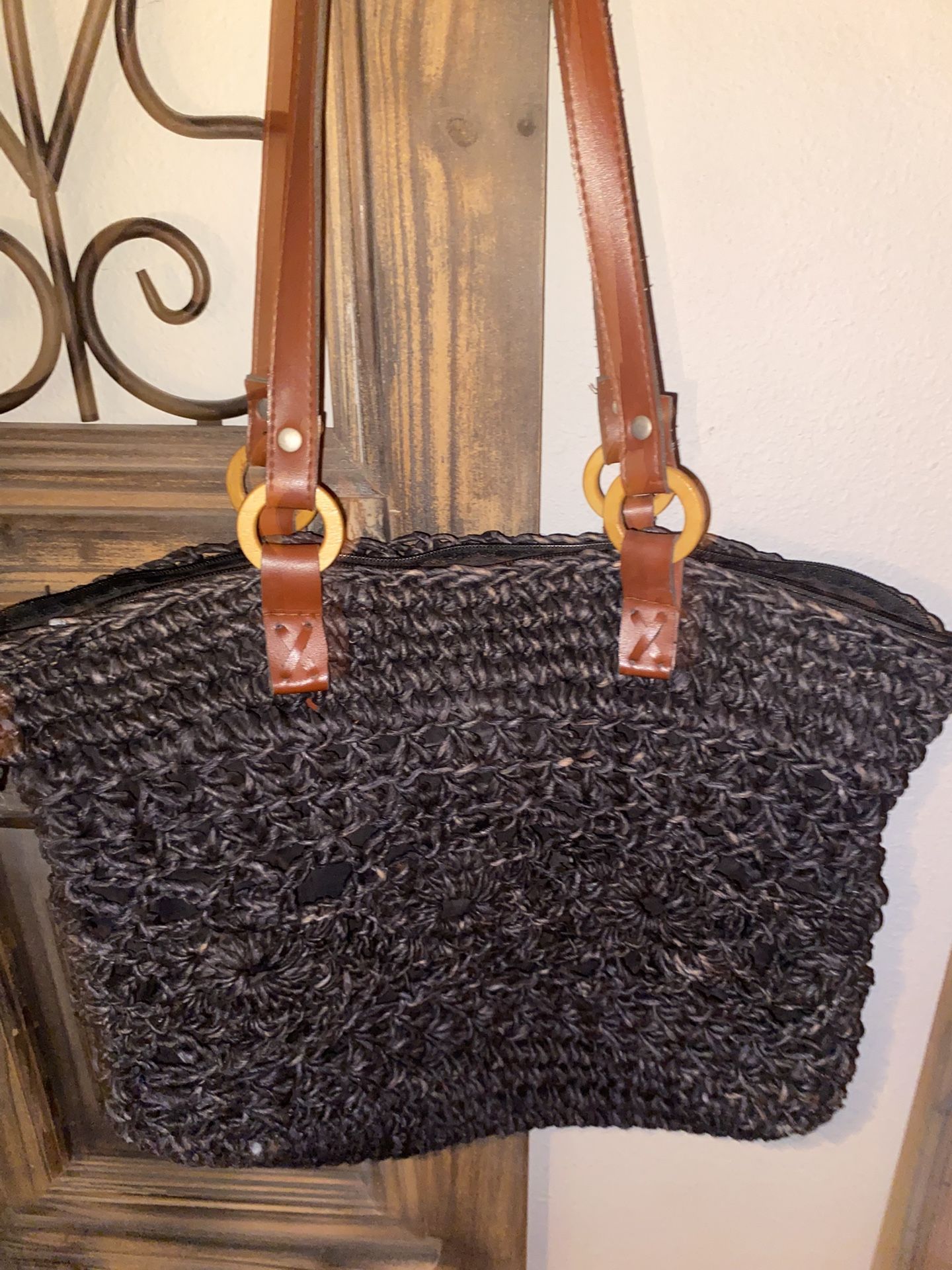 Wave Handwoven Black Bag/Purse