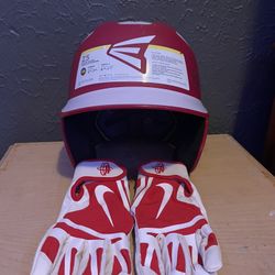 Baseball Helmet And Gloves