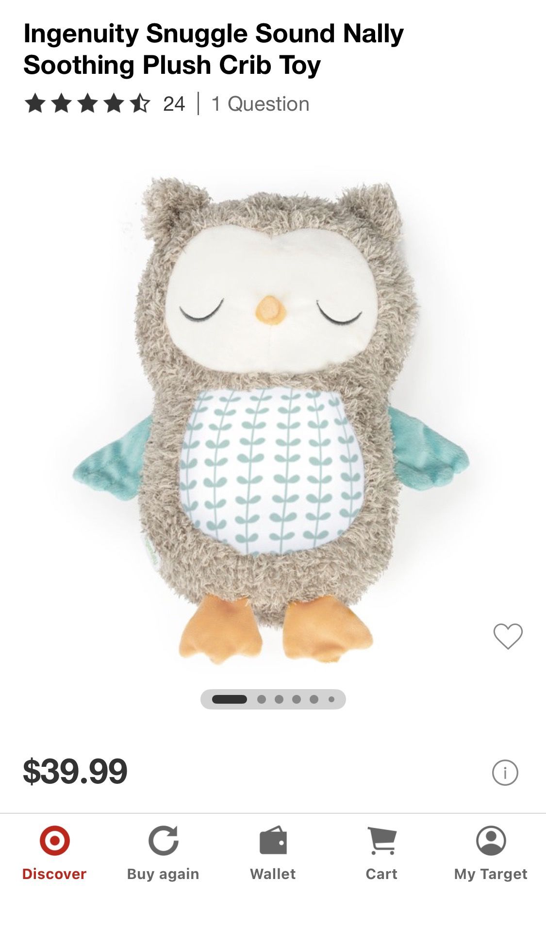 Ingenuity Snuggle Sounds Soothing Plush Toy