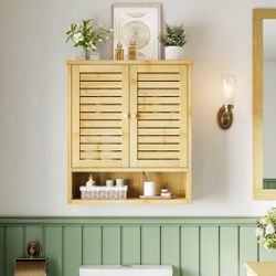 Bathroom Wall Cabinet with Storage, 23.3" w Natural Medicine Cabinet